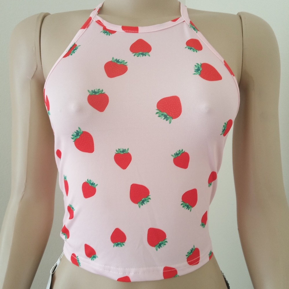5🌟LRG Left 2/$15 Strawberries Halter Top 🆕 Deal - Picture 6 of 8